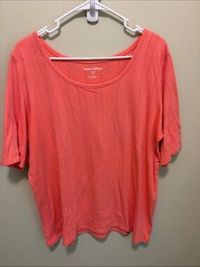 Woman Within Coral-Orange Short Sleeve Scoop Neck Tee